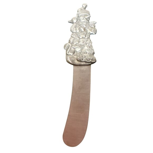 Cheese Board Green Marble Snowman Pewter Spreader Lindsay ClaireFine Pewter 8" - Picture 5 of 13